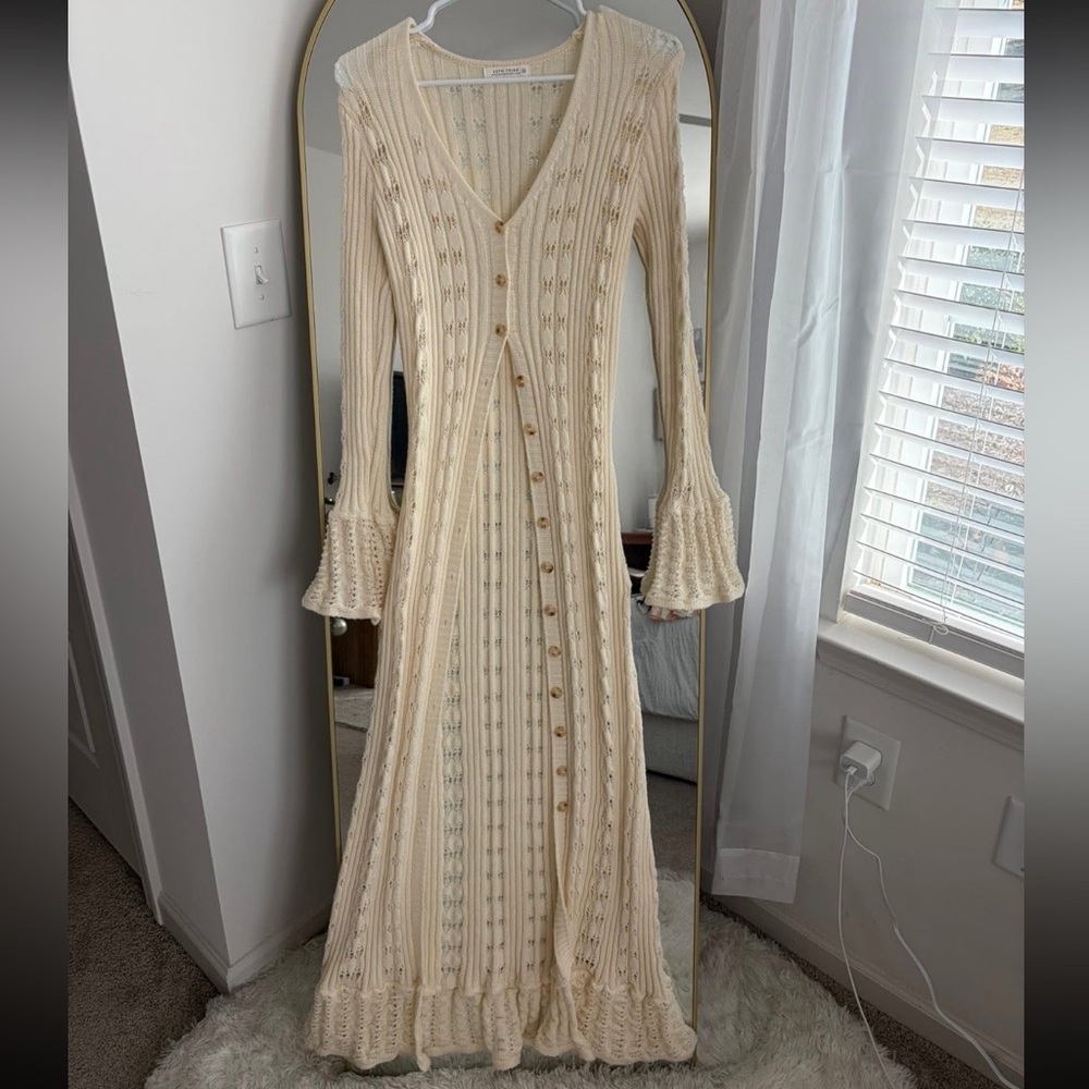 Cream Knit Longline Cardigan